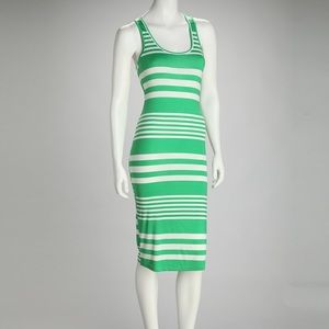 Green and White Stripe Bodycon Dress